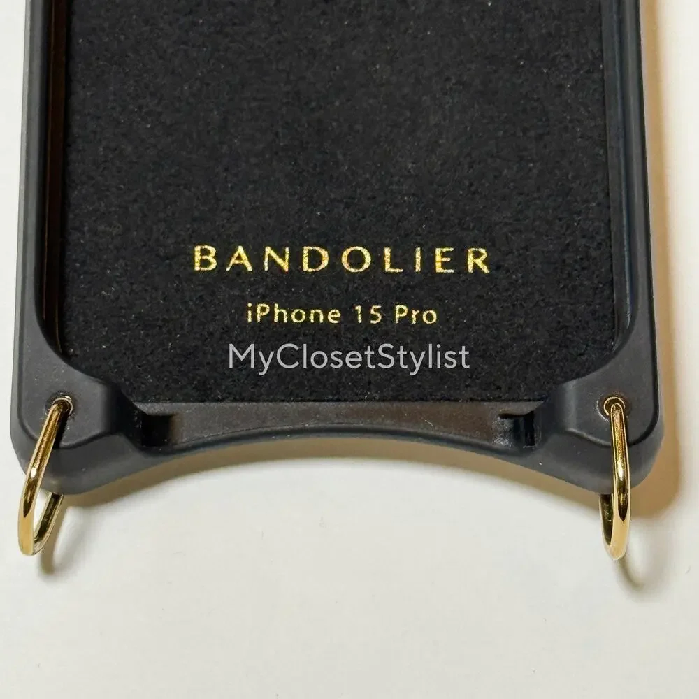 NEW! Bandolier Pebbled Cream Ivory Leather 15 Pro iPhone Wallet Card Case! Gold
